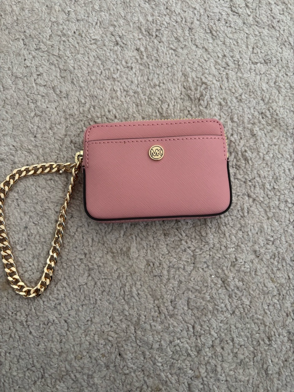 Michael Kors Dusty Pink Card Case Wristlet with Gold Chain